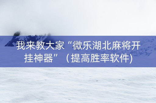 我来教大家“微乐湖北麻将开挂神器”（提高胜率软件)