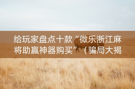 给玩家盘点十款“微乐浙江麻将助赢神器购买”（骗局大揭秘)