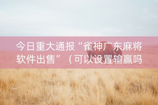 今日重大通报“雀神广东麻将软件出售”（可以设置输赢吗)
