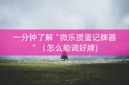 一分钟了解“微乐掼蛋记牌器”（怎么能调好牌)