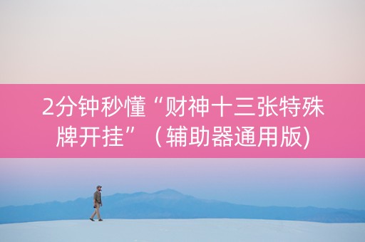 2分钟秒懂“财神十三张特殊牌开挂”（辅助器通用版)