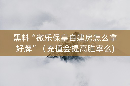 黑料“微乐保皇自建房怎么拿好牌”（充值会提高胜率么)
