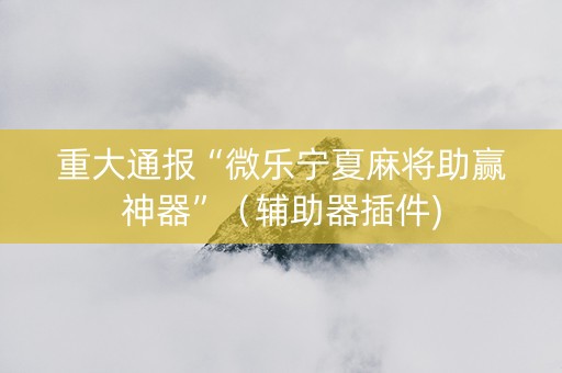 重大通报“微乐宁夏麻将助赢神器”（辅助器插件)