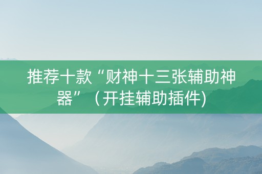 推荐十款“财神十三张辅助神器”（开挂辅助插件)