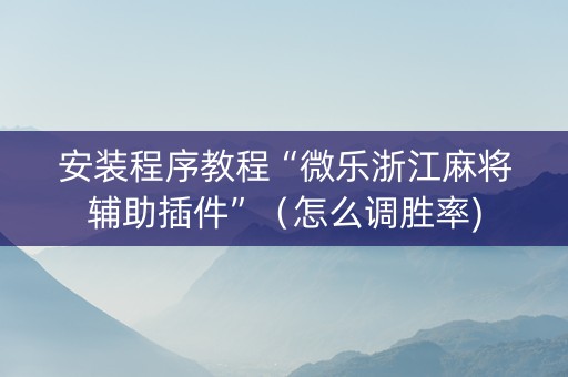 安装程序教程“微乐浙江麻将辅助插件”（怎么调胜率)