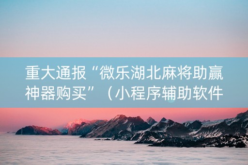 重大通报“微乐湖北麻将助赢神器购买”（小程序辅助软件)
