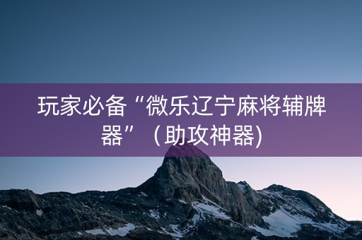 玩家必备“微乐辽宁麻将辅牌器”（助攻神器)