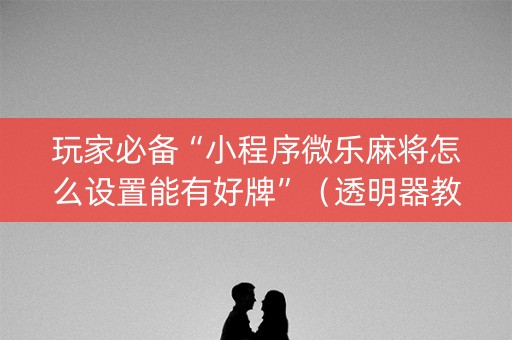 玩家必备“小程序微乐麻将怎么设置能有好牌”（透明器教程)