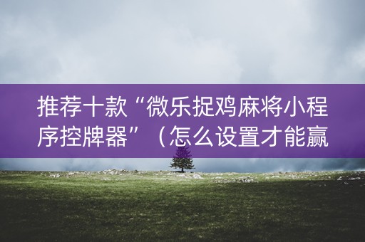 推荐十款“微乐捉鸡麻将小程序控牌器”（怎么设置才能赢)