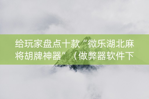 给玩家盘点十款“微乐湖北麻将胡牌神器”（做弊器软件下载)