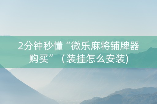 2分钟秒懂“微乐麻将铺牌器购买”（装挂怎么安装)