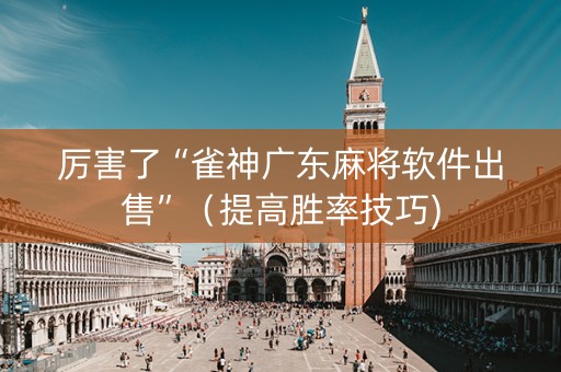 厉害了“雀神广东麻将软件出售”（提高胜率技巧)