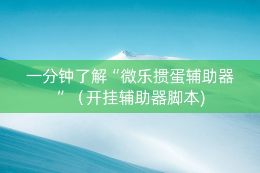 一分钟了解“微乐掼蛋辅助器”（开挂辅助器脚本)