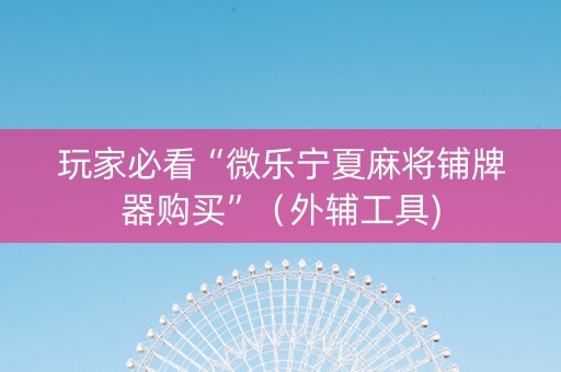 玩家必看“微乐宁夏麻将铺牌器购买”（外辅工具)