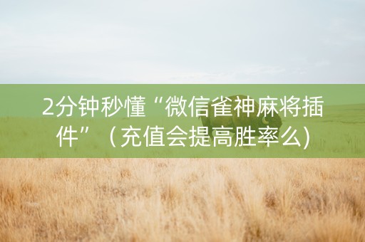 2分钟秒懂“微信雀神麻将插件”（充值会提高胜率么)