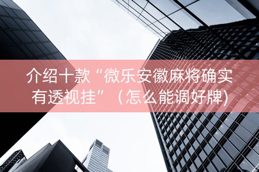 介绍十款“微乐安徽麻将确实有透视挂”（怎么能调好牌)