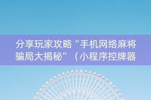 分享玩家攻略“手机网络麻将骗局大揭秘”（小程序控牌器)
