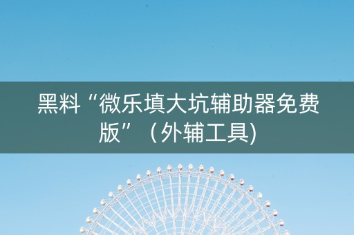 黑料“微乐填大坑辅助器免费版”（外辅工具)