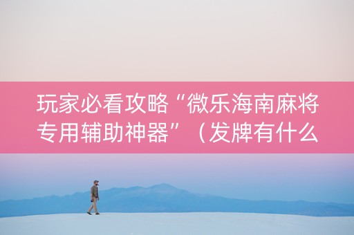 玩家必看攻略“微乐海南麻将专用辅助神器”（发牌有什么规律吗)