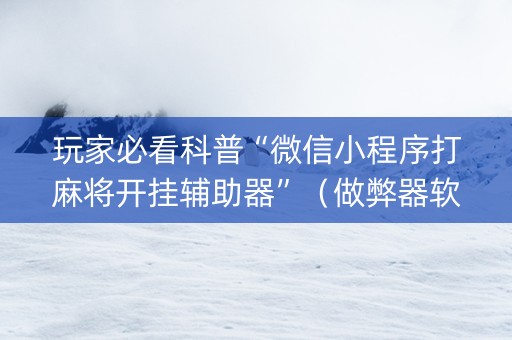 玩家必看科普“微信小程序打麻将开挂辅助器”（做弊器软件下载)
