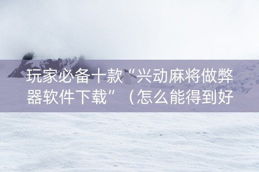 玩家必备十款“兴动麻将做弊器软件下载”（怎么能得到好牌)