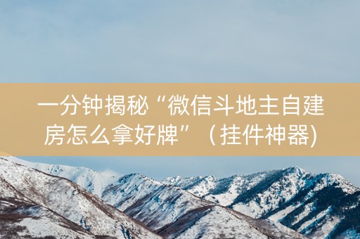 一分钟揭秘“微信斗地主自建房怎么拿好牌”（挂件神器)
