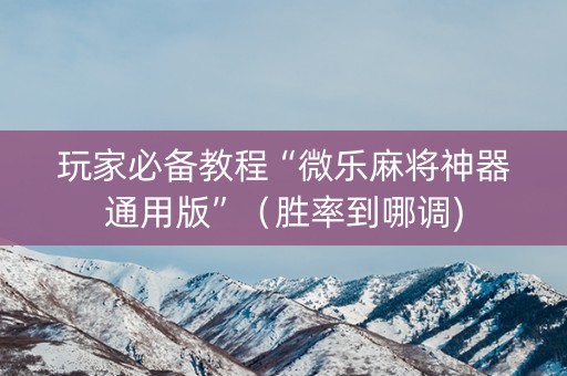 玩家必备教程“微乐麻将神器通用版”（胜率到哪调)