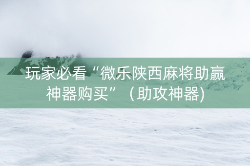 玩家必看“微乐陕西麻将助赢神器购买”（助攻神器)