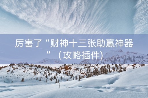 厉害了“财神十三张助赢神器”（攻略插件)