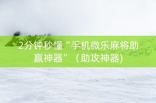 2分钟秒懂“手机微乐麻将助赢神器”（助攻神器)