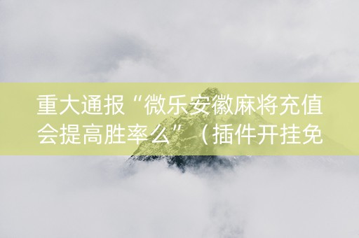 重大通报“微乐安徽麻将充值会提高胜率么”（插件开挂免费AI)