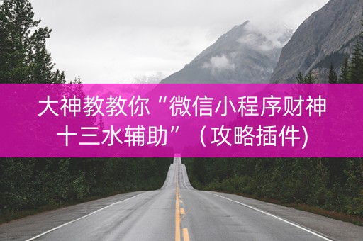 大神教教你“微信小程序财神十三水辅助”（攻略插件)