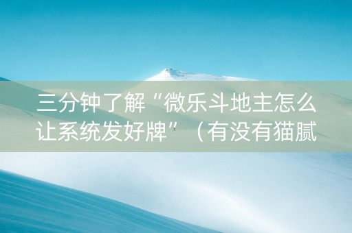 三分钟了解“微乐斗地主怎么让系统发好牌”（有没有猫腻)