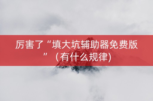 厉害了“填大坑辅助器免费版”（有什么规律)