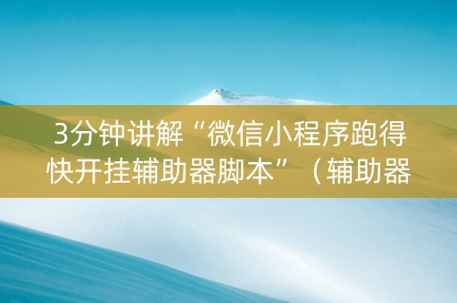 3分钟讲解“微信小程序跑得快开挂辅助器脚本”（辅助器下载)