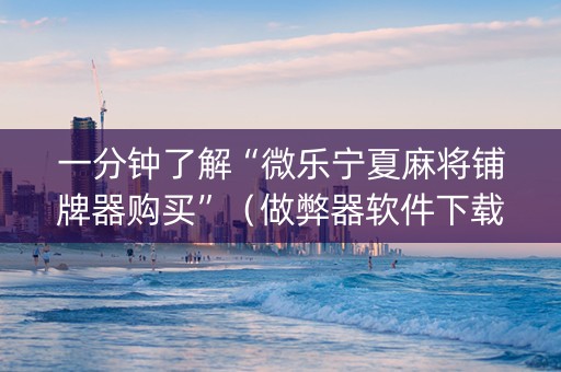 一分钟了解“微乐宁夏麻将铺牌器购买”（做弊器软件下载)