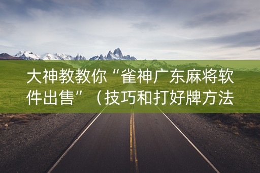 大神教教你“雀神广东麻将软件出售”（技巧和打好牌方法)