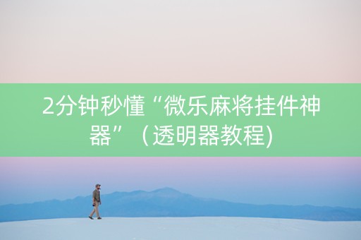 2分钟秒懂“微乐麻将挂件神器”（透明器教程)