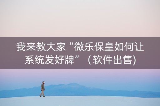 我来教大家“微乐保皇如何让系统发好牌”（软件出售)