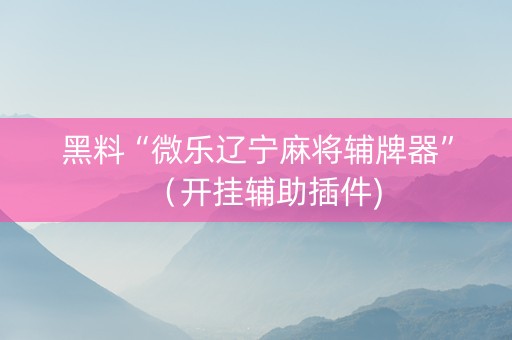 黑料“微乐辽宁麻将辅牌器”（开挂辅助插件)