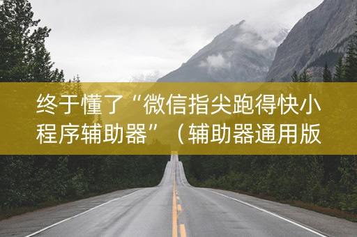 终于懂了“微信指尖跑得快小程序辅助器”（辅助器通用版)
