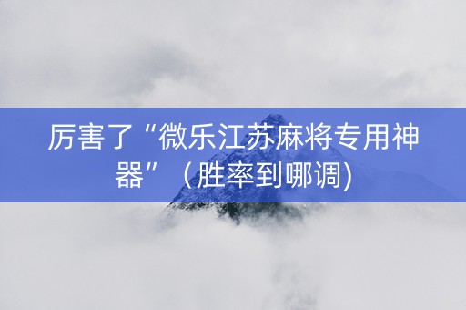 厉害了“微乐江苏麻将专用神器”（胜率到哪调)