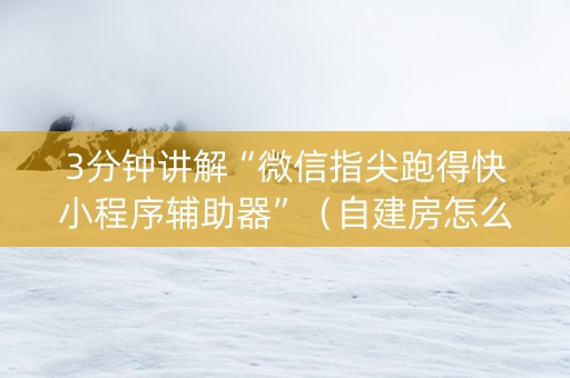 3分钟讲解“微信指尖跑得快小程序辅助器”（自建房怎么拿好牌)