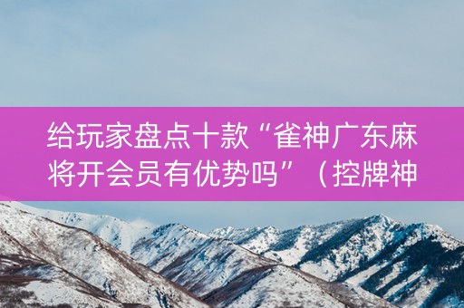 给玩家盘点十款“雀神广东麻将开会员有优势吗”（控牌神器)