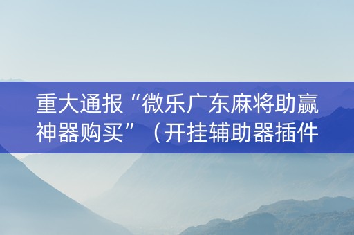 重大通报“微乐广东麻将助赢神器购买”（开挂辅助器插件)