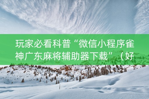 玩家必看科普“微信小程序雀神广东麻将辅助器下载”（好友房怎么才能赢)