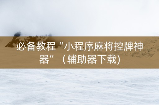 必备教程“小程序麻将控牌神器”（辅助器下载)