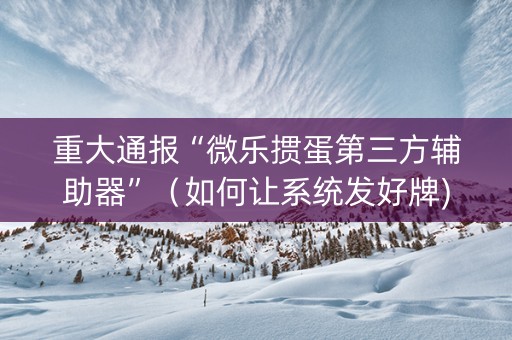 重大通报“微乐掼蛋第三方辅助器”（如何让系统发好牌)