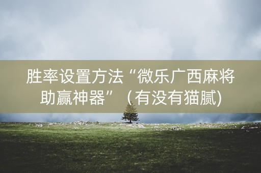 胜率设置方法“微乐广西麻将助赢神器”（有没有猫腻)