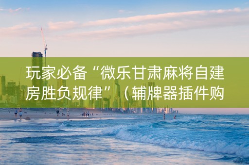 玩家必备“微乐甘肃麻将自建房胜负规律”（辅牌器插件购买)
